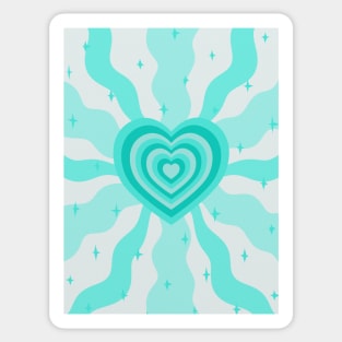 Retro Heart Waves - Mint Sticker